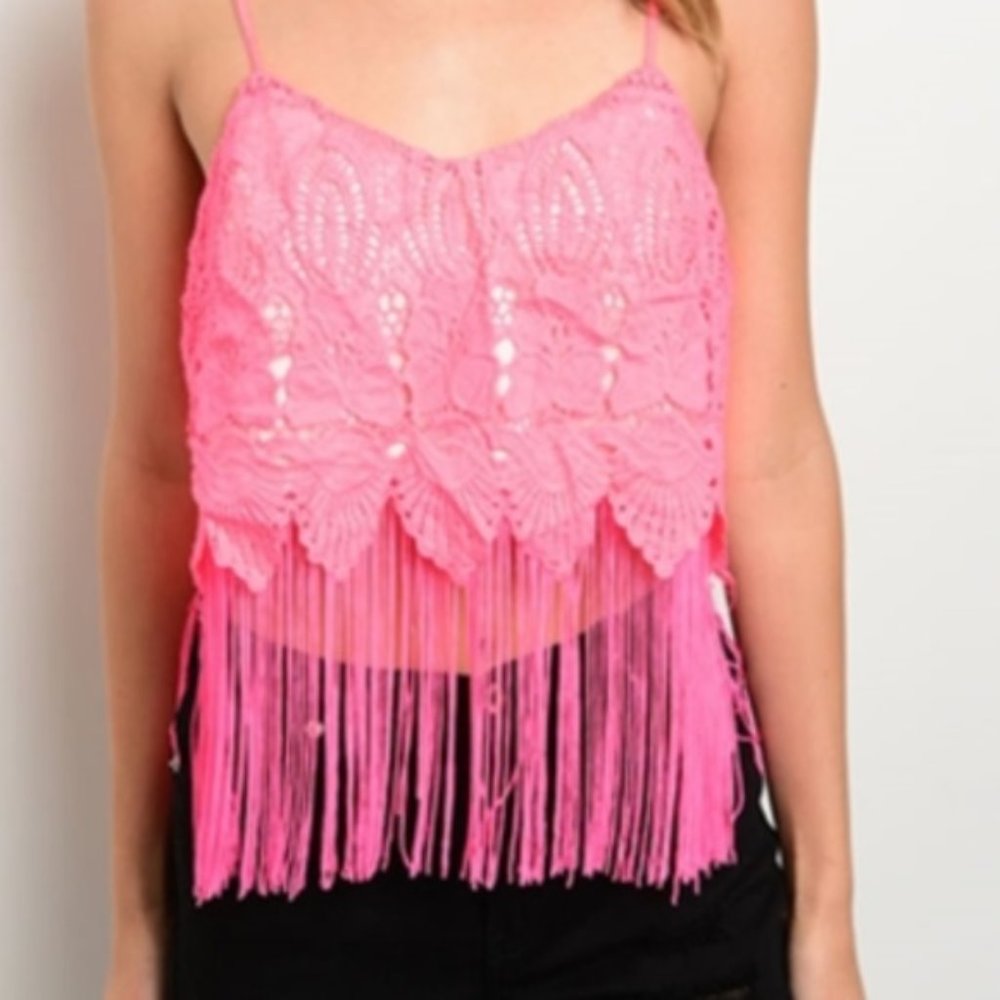 PINK CROCHET TOP